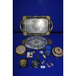 Tray Lot of Costume Jewellery, Compacts, Part Dressing Table Sets, Hat Pins, etc.