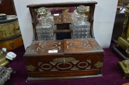 Oak & Brass Tantalus with Two Decanters (AF)