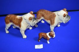 Two Beswick Basford British Mascot Bulldogs, and a Small Bosun Bulldog