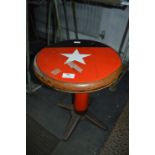 Singer Adjustable Sewing Stool with Painted Wooden Seat on Cast Iron Base