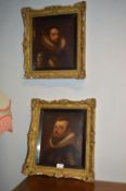 Pair of Gilt Framed Oil on Canvas Portraits