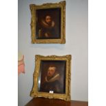 Pair of Gilt Framed Oil on Canvas Portraits