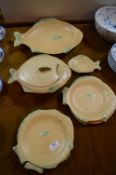 Shorter & Sons Fish Tureen, Serving Dishes, Plates, etc. 9 Pieces
