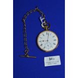 18ct Gold Pocket Watch (AF) and 9ct Gold Fob Chain
