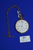 18ct Gold Pocket Watch (AF) and 9ct Gold Fob Chain