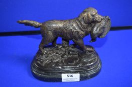 Reproduction Bronze Figure of a Retriever on Marble Base