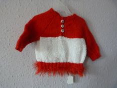 Childs Knitted White & Red Christmas Clothing