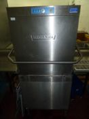 * Hobart AMX-16 pass-through dishwasher with 2 feed tables. Left feed with undershelf 1220w x 700d x