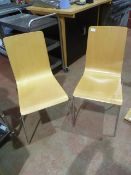 * 16 x beech effect café chairs with chrome legs