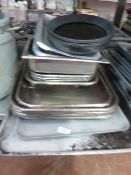 * selection of various sized baking/oven trays - approx 20