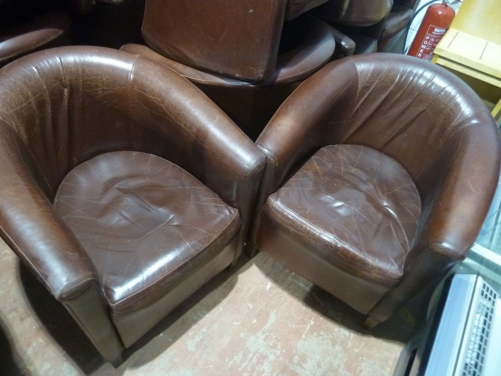 * 6 x red leather tub chairs