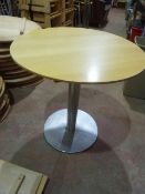 * 4 x wooden topped round table with S/S base 700 diameter x 700h