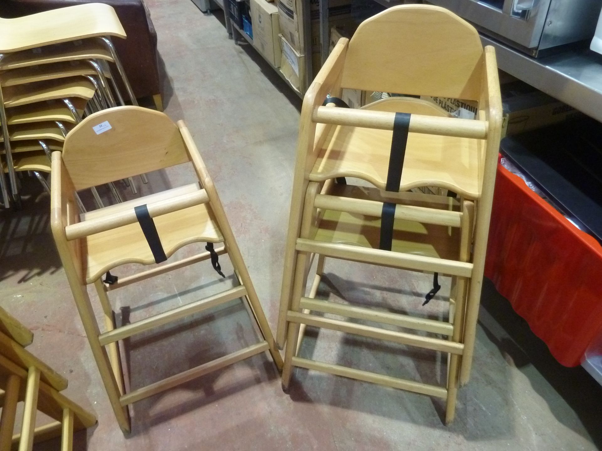 * 3 x wooden stacking high chairs