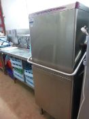 * Maidaid Haloyon D2020 pass-through dishwasher with right hand feed table with racking and trays.