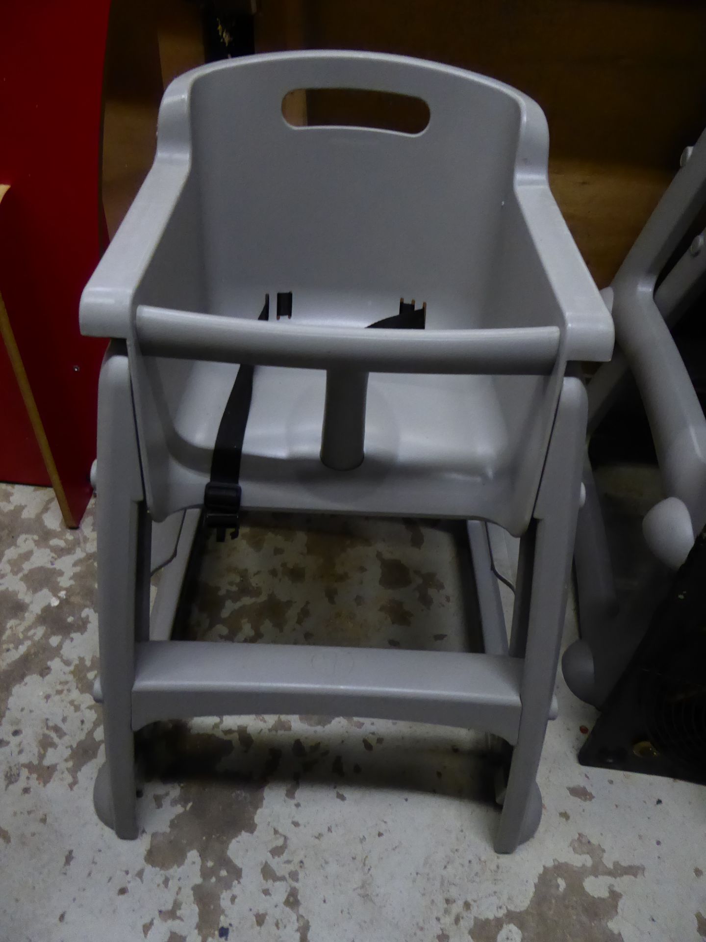 *3 x gray plastic toddler sized high chairs