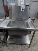 *S/S feed table sink with splash back and undershelf (feed to left)