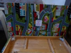 *2 x wooden tables with cartoon tops 1360w x 700d x 630h