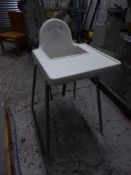 *2 x white plastic high chairs with tray