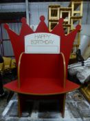 *childs red happy birthday 'crown' seat