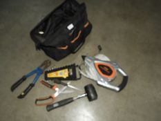 *Toolbag Containing Assorted Hand Tools, 50m Tape Measure, etc.