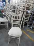 *Stillage Containing 48 Limed Oak Chiavari Bobbin Backed Dining Chairs with Upholstered Seat Pads