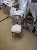 *4 Oak Crossback Stackable Chairs with Upholstered Seats Pads