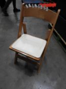 *Plastic Crate Containing 24 Folding Beech Chair with Cream Vinyl Seat Pad