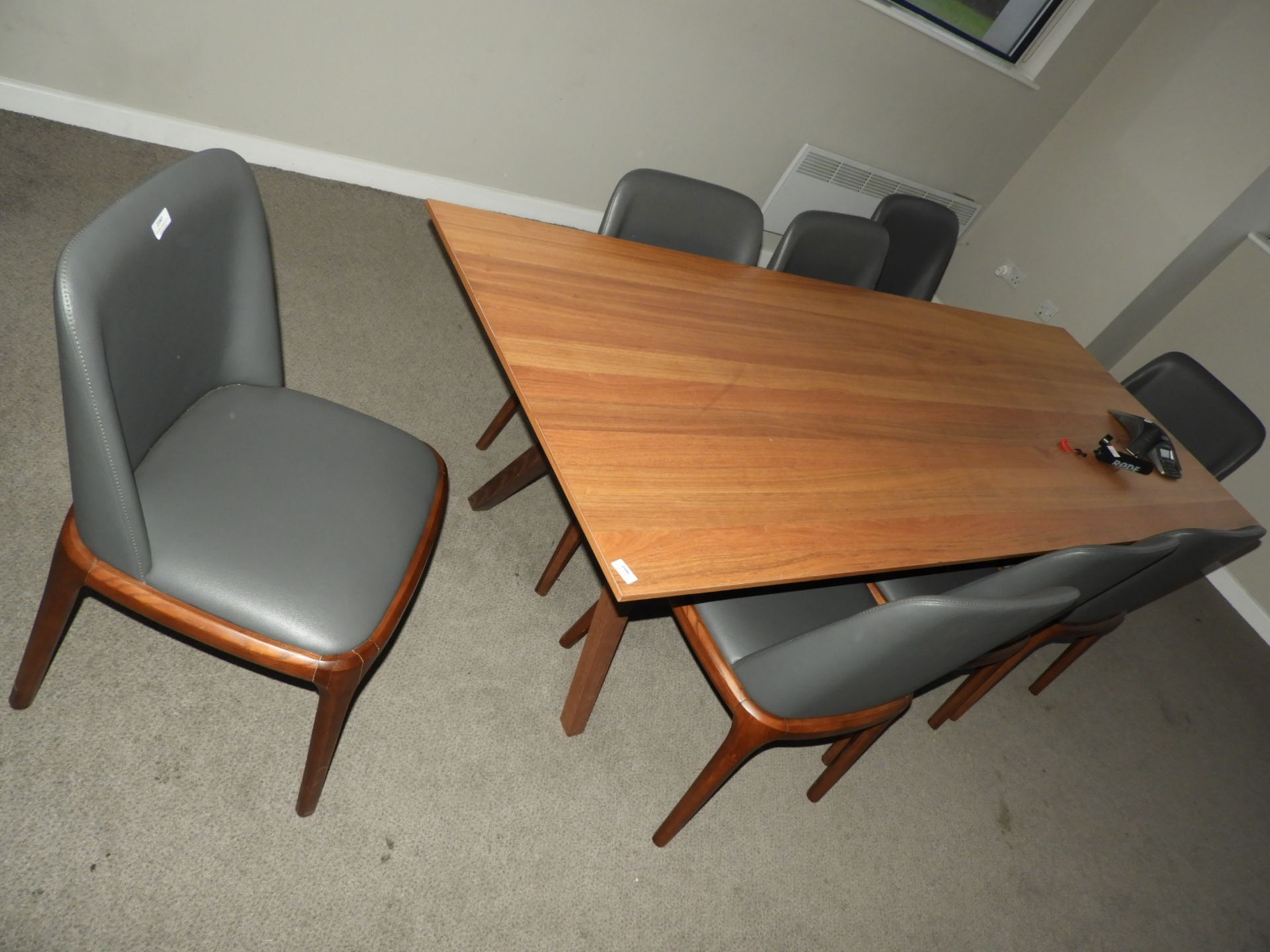 *Set of Eight Grey Leather Boardroom Chairs