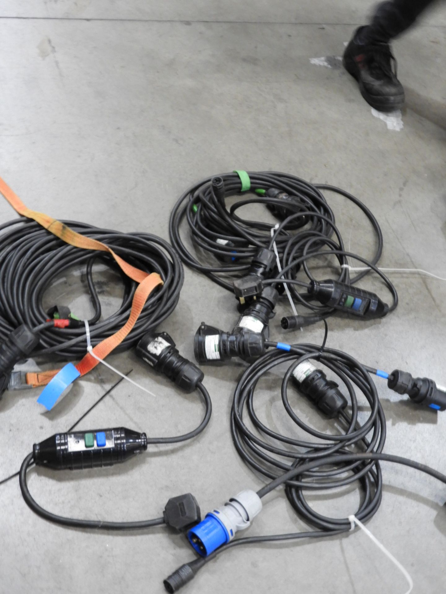 *Box of Assorted Power Supply Cables, RCDs, etc.