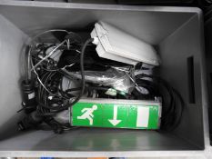 *Two Emergency Light Fittings, Assorted 16A Power Supplies, Extension Leads, etc.