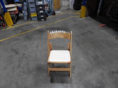 *Box Containing 24 Folding Beech Chairs with Cream Upholstered Seats Pad