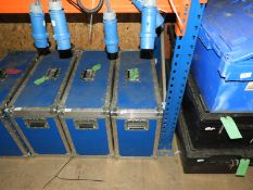 *Blue Flight Case Containing Three Antique Style Coach Lamps
