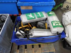 *Box Containing 3 Emergency Light Units, and Assorted Halogen Flood Lamps