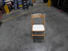 *Box Containing 24 Folding Beech Chairs with Cream Upholstered Seats Pad