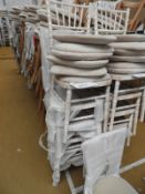 *6 Chiavari Stackable Lime Washed Chairs with Upholstered Seat Pads