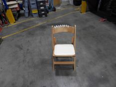 *Box Containing 24 Folding Beech Chairs with Cream Upholstered Seats Pad