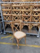 *Galvanised Stillage Containing 40 Cross Back Oak Chairs with Rattan Seats