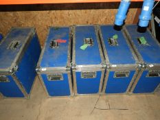 *Blue Flight Case Containing Three Antique Style Coach Lamps