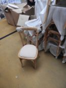 *6 Oak Crossback Stackable Chairs with Upholstered Seats Pads