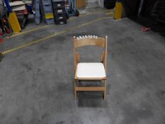 *Box Containing 24 Folding Beech Chairs with Cream Upholstered Seats Pad