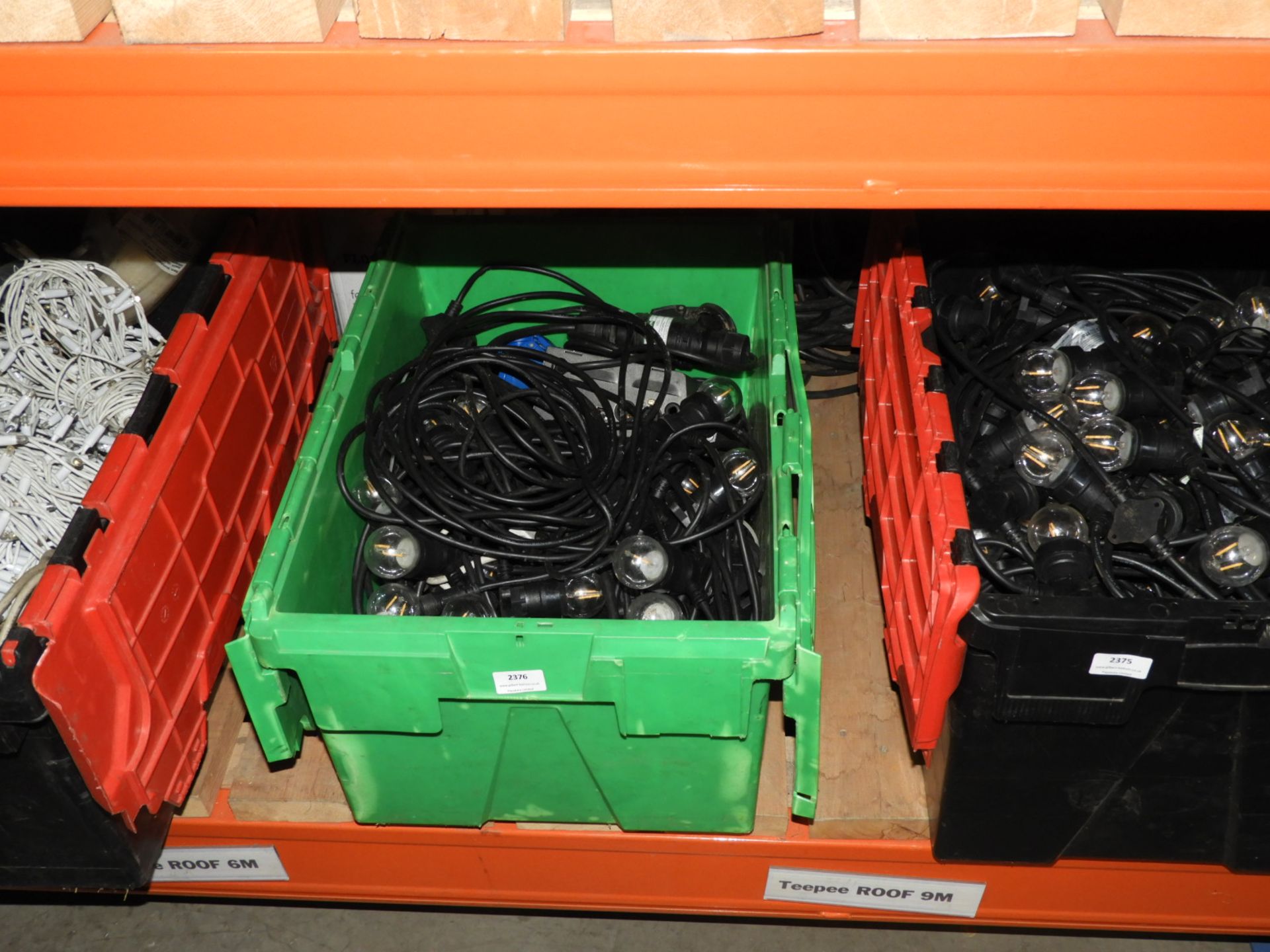 *Box of LED Festoon Lighting with Rough Service Bulbs and Dimmer Packs, etc.