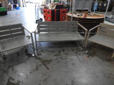 *Metal Framed 3pc Patio Set; Two Seat Sofa and Two Chairs (No Cushions)
