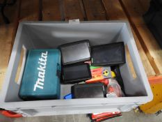 *Box Containing Assorted Screwdrivers, Drill Bits, Three Tom Tom Navigation Systems (no wires)