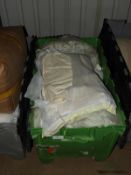 *Box Containing Assorted Cushions and Linen Fabric