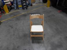 *Box Containing 24 Folding Beech Chairs with Cream Upholstered Seats Pad