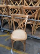 *Galvanised Stillage Containing 40 Cross Back Oak Chairs with Rattan Seats