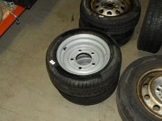 *Two Five Stud Trailer Spare Wheels with Part Worn 195x50x13 Tyres