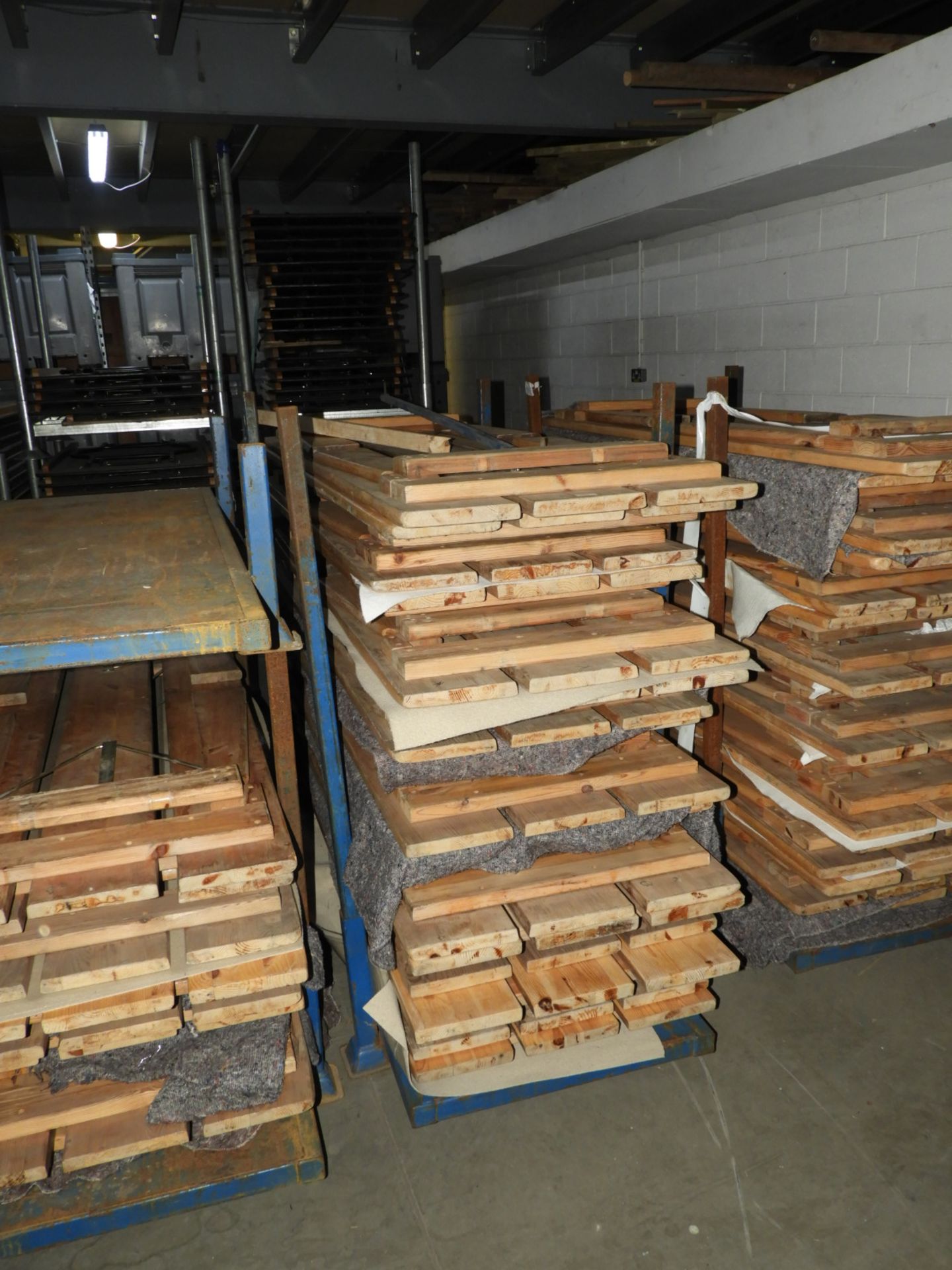*Stillage Containing 16 Pine Tables with Folding Legs