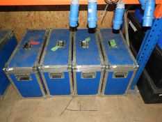 *Blue Flight Case Containing Three Antique Style Coach Lamps