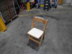 *Box Containing 12 Folding Beech Chairs with Cream Upholstered Seats Pad